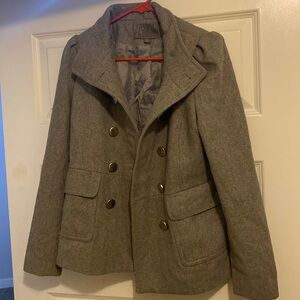 Beautiful NWOT Forever 21 Thick Wool Military Coat Buttons Darts Gray Medium M
